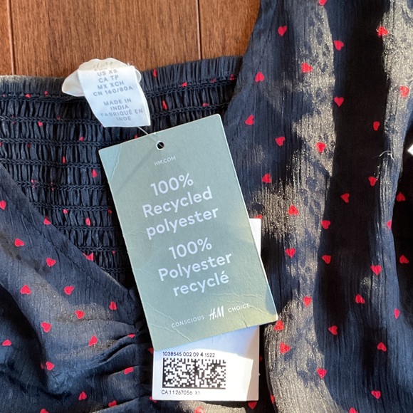 H&M Black Blouse with Subtle Red Dots - Picture 6 of 6